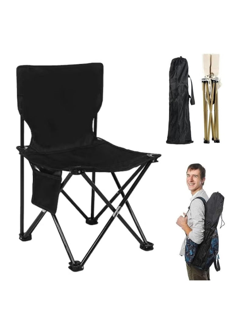 Portable Folding Camping Chair Lightweight & Comfortable Outdoor, Sports, and Lawn Chair (Black) - Image 1