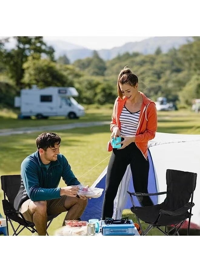 Portable Folding Camping Chair Lightweight & Comfortable Outdoor, Sports, and Lawn Chair (Black) - Image 2