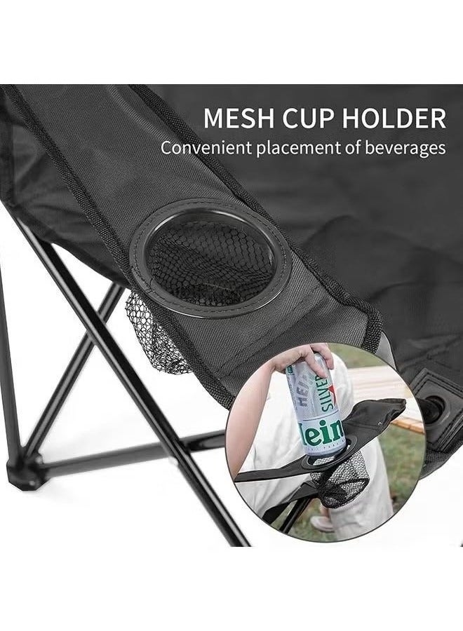 Portable Folding Camping Chair Lightweight & Comfortable Outdoor, Sports, and Lawn Chair (Black) - Image 3