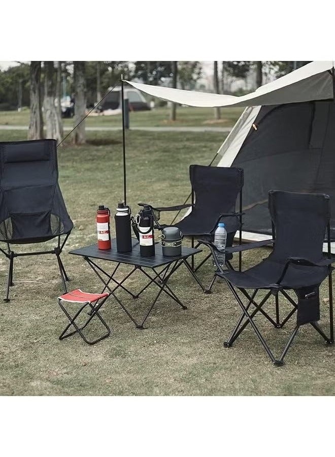 Portable Folding Camping Chair Lightweight & Comfortable Outdoor, Sports, and Lawn Chair (Black) - Image 5