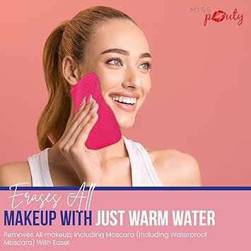 Miss Pouty Makeup Remover Cloth MISS POUTY Chemical Free Make Up Vanisher Erase Face Make Up With Just Water Pink - Image 2