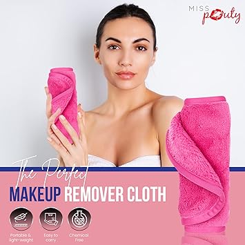 Miss Pouty Makeup Remover Cloth MISS POUTY Chemical Free Make Up Vanisher Erase Face Make Up With Just Water Pink - Image 5