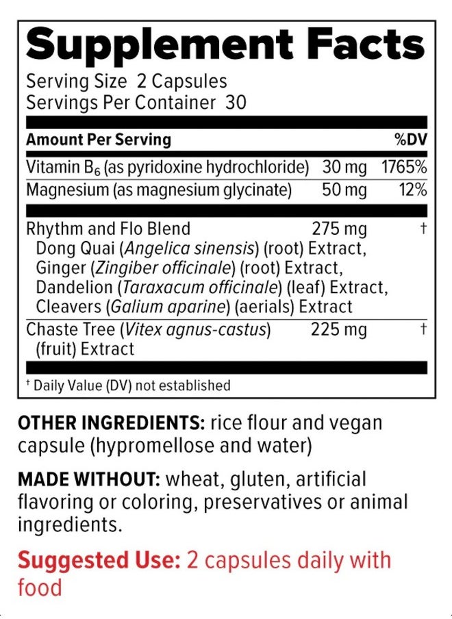 REDD REMEDIES Rhythm & Flo Supports Hormonal Balance Healthy Menstrual Cycles & Pms Relief 60 Capsules  - Image 3