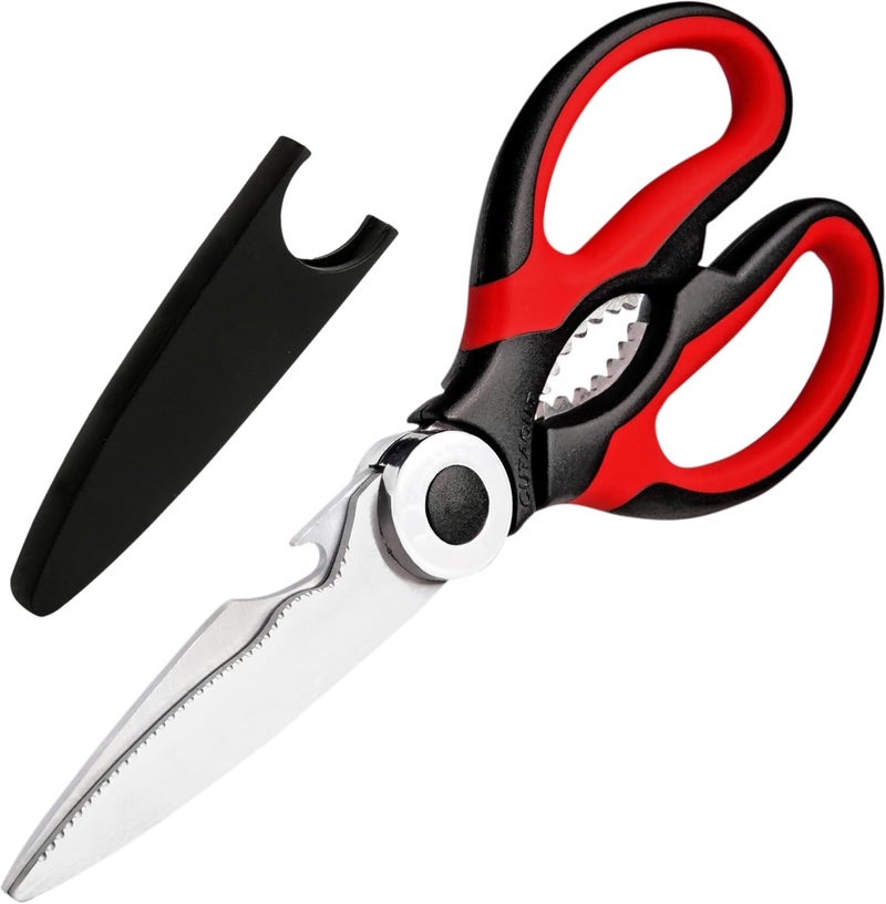 CUTALLO Kitchen Scissors Stainless Steel Sharp Blades with Cushioned Soft TPR Grip for Easy Handling – Heavy Duty Multipurpose Scissors for Meat, Chicken, Fish, Vegetables, & Herbs – Bottle Opener - Image 1