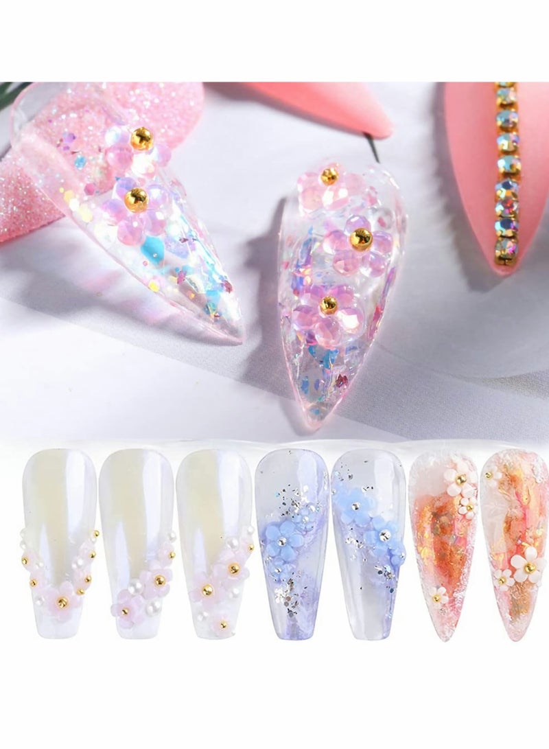 10 Boxes 3D Flower Nail Art Decorations, Light Changing Nail Art Decals and Symphony Colors Mixed Henna for Ladies and Girls Diy Charm Elegant Nail Art Decorations - Image 3