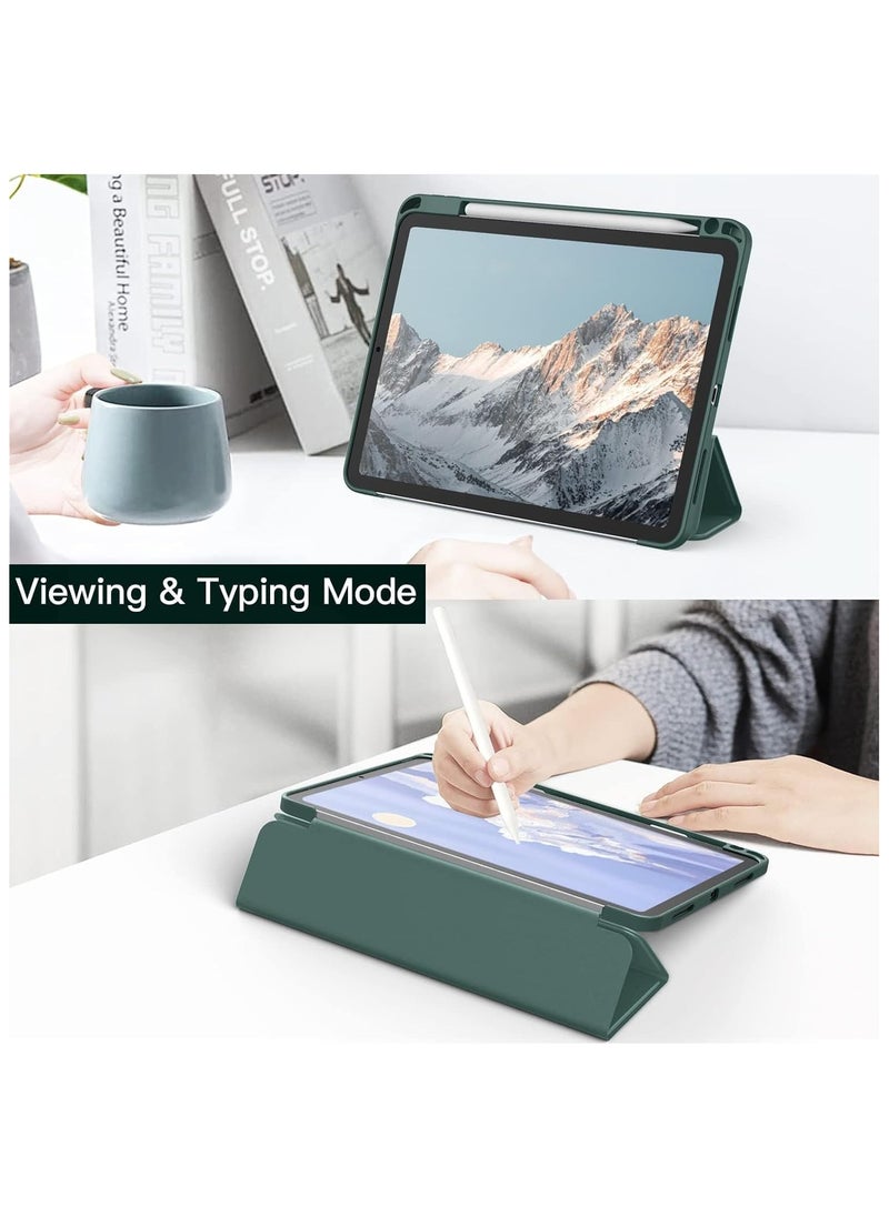 Generic Case for iPad 10th Generation 2022 10.9 Inch with Pen Holder, Shockproof Smart Case Cover with Transparent Back Shell Protective Case Compatible with iPad 10th Gen(Green)  - Image 2