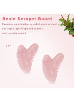 Generic 2-Piece Resin scraper board Guasha Facial Face Neck Body Gua Sha Board Massager Pink  - Image 4