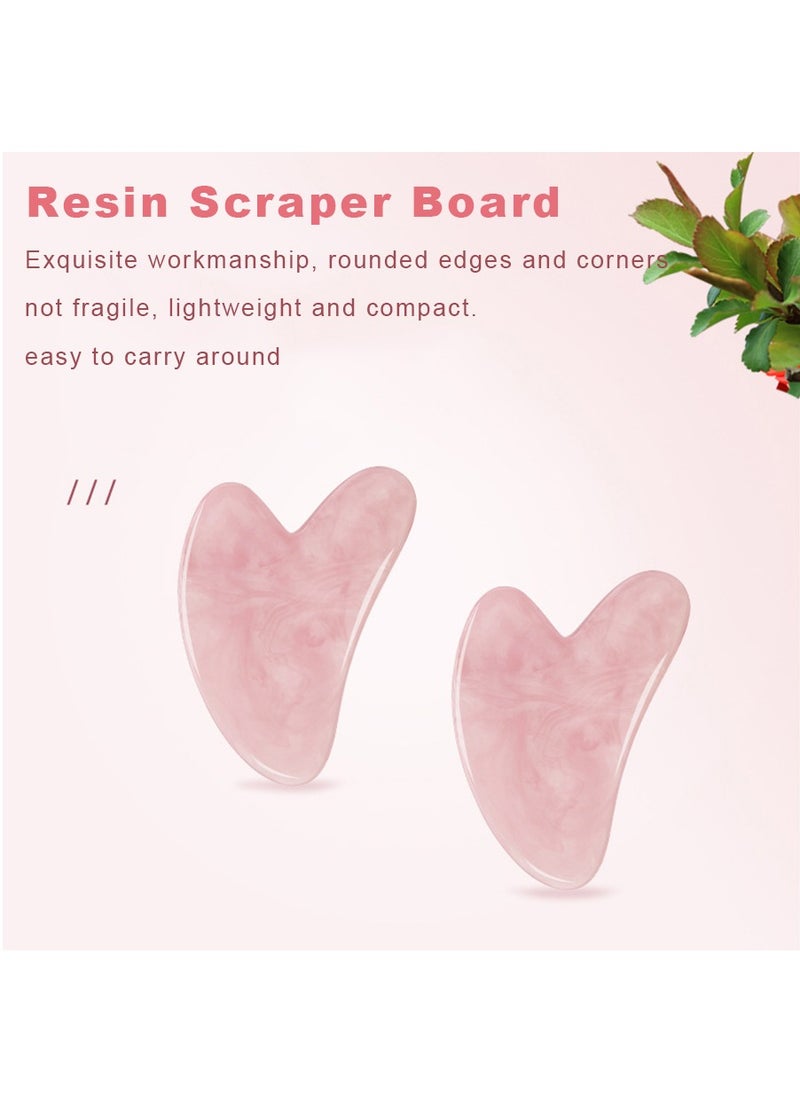 Generic 2-Piece Resin scraper board Guasha Facial Face Neck Body Gua Sha Board Massager Pink  - Image 4