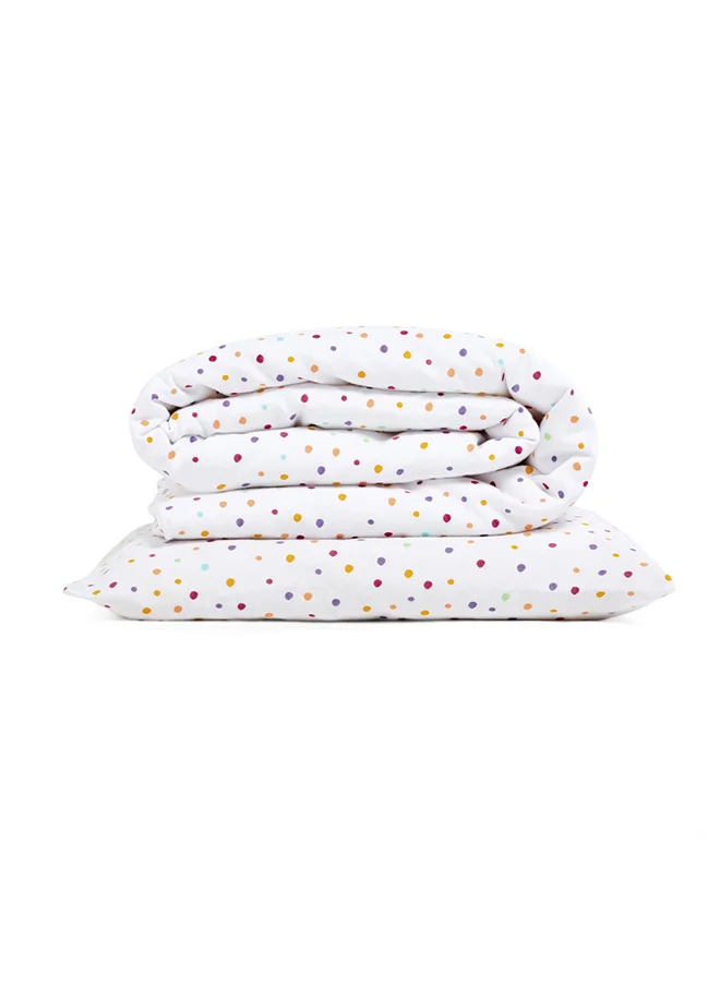 سنوز Reversible Duvet And Pillow Set, 100% Cotton Fits Most Cot Size Duvets, Toddler/ Kids, Suitable From 12 Months And Above, Colourspots, Dimension - Duvet Cover 120X100Cm, Pillowcase 40X60Cm