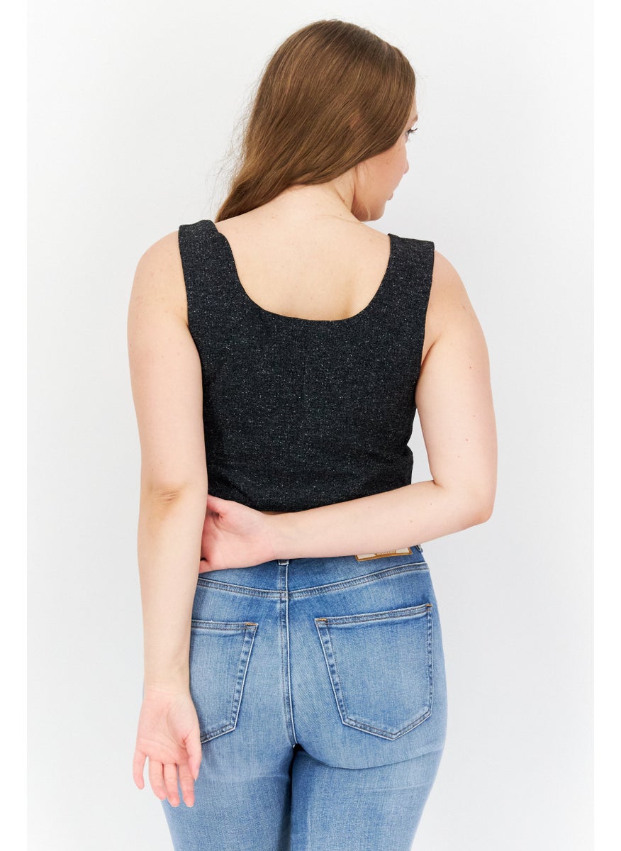 INC Women Scoop Neck Plain Sleeveless Bralette, Grey  - Image 3