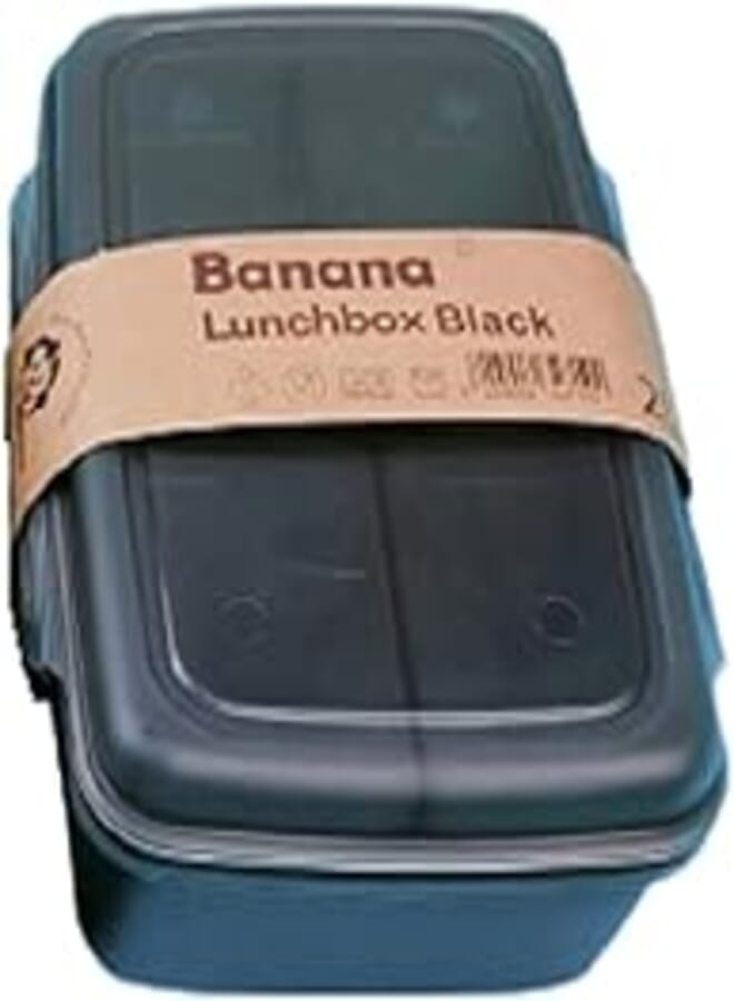 Bnana Transparent Lunch Box 2 Liter Two Layers with Dividers (Black)