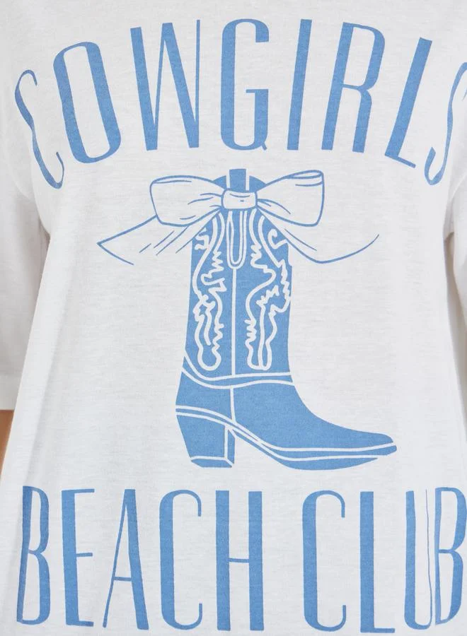 Styli Oversized Cowgirls Boots Graphic T-Shirt
