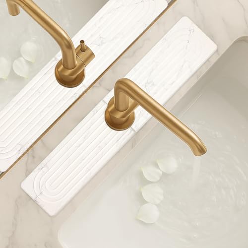 Deceram Water Absorbing Stone Drying Mat for Kitchen Counter Diatomite Faucet Mat for Kitchen Sink Quick Dry Stone Mats Bathroom White Sink Protectors Dish Drying Mats Splash Guard Home Essentials Decor - Image 1