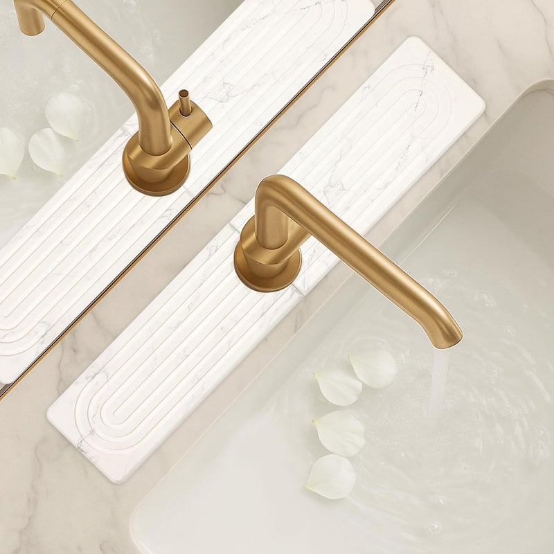 Deceram Water Absorbing Stone Drying Mat for Kitchen Counter Diatomite Faucet Mat for Kitchen Sink Quick Dry Stone Mats Bathroom White Sink Protectors Dish Drying Mats Splash Guard Home Essentials Decor - Image 2