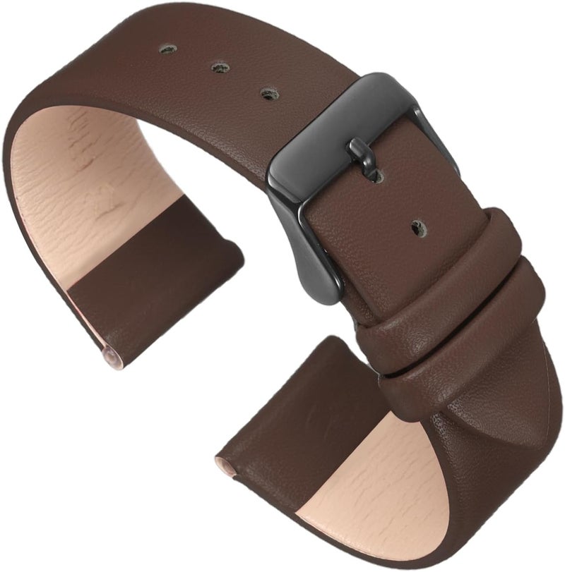 QUARKZMAN Leather Watch Strap Watch Leather Strap Watch Straps Flat Thin Elegant Leather Watch Strap Buckle for Smartwatch Men Women Men Women - Image 1