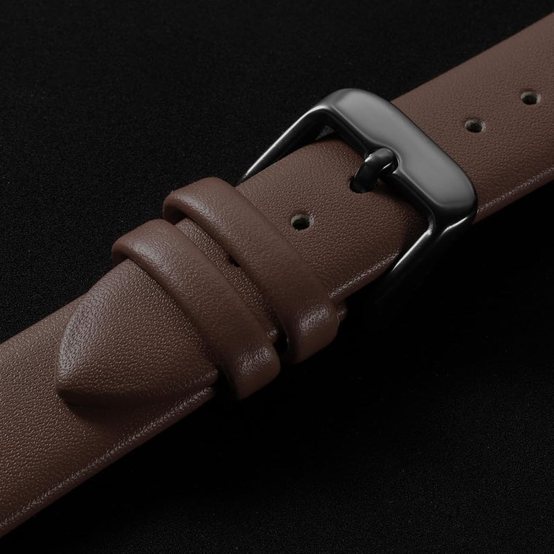QUARKZMAN Leather Watch Strap Watch Leather Strap Watch Straps Flat Thin Elegant Leather Watch Strap Buckle for Smartwatch Men Women Men Women - Image 4