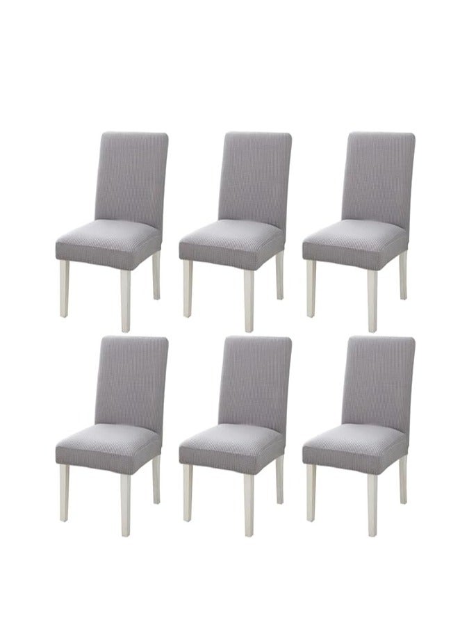 6 PCS Chair Cover Stretch Dining Chair Covers Removable Washable Home Chair Hotel Restaurant Chair Cover Four Seasons Universal Chair Cover for Dining Room, Banquet，Hotel(Light Grey)) - Image 1