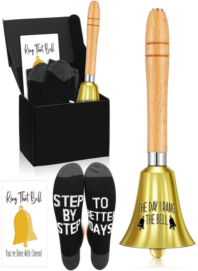 Canchiing 4 Pcs Cancer Bell Ringing Gift Set for Men Include the Day I Rang the Bell Socks Greeting Card Box End of Chemo Last Day of Chemo Treatment Ornament Cancer Survivor Recovery Gifts - Image 1