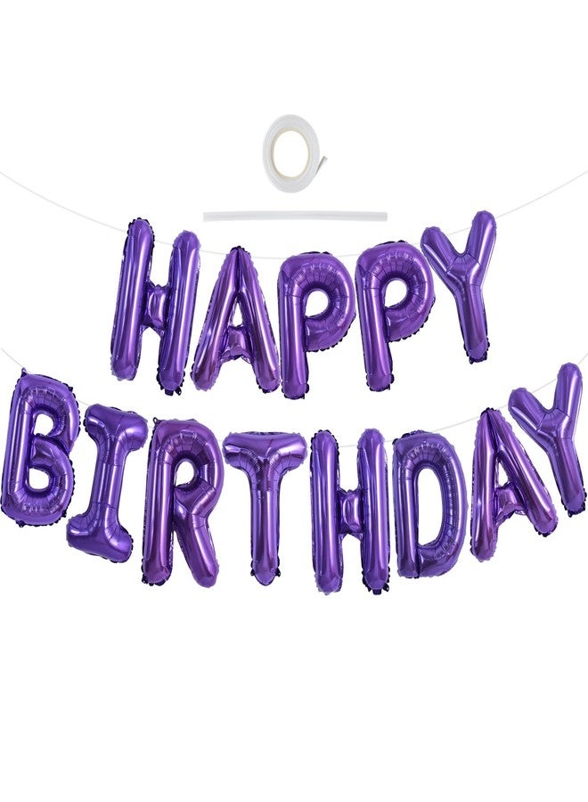 TONIFUL Purple Happy Birthday Balloon Garland, 16 Inch Purple Foil Happy Birthday Foil Balloon Birthday Balloon Banner Helium Balloon for Birthday Party, Birthday Banner - Image 1