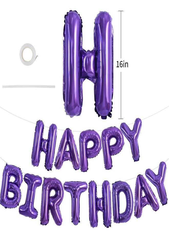 TONIFUL Purple Happy Birthday Balloon Garland, 16 Inch Purple Foil Happy Birthday Foil Balloon Birthday Balloon Banner Helium Balloon for Birthday Party, Birthday Banner - Image 2