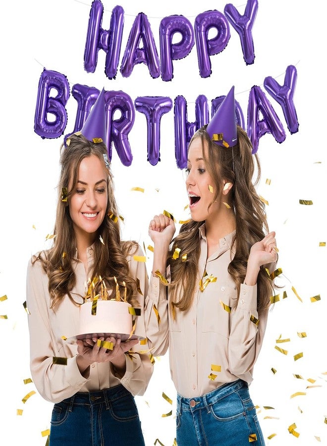TONIFUL Purple Happy Birthday Balloon Garland, 16 Inch Purple Foil Happy Birthday Foil Balloon Birthday Balloon Banner Helium Balloon for Birthday Party, Birthday Banner - Image 3