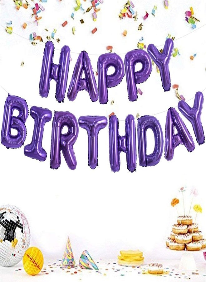 TONIFUL Purple Happy Birthday Balloon Garland, 16 Inch Purple Foil Happy Birthday Foil Balloon Birthday Balloon Banner Helium Balloon for Birthday Party, Birthday Banner - Image 4