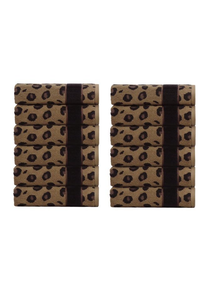 Cotton Craft Wash Cloth - Set of 12 Animal Print Safari Decorative Washcloth - 100% Cotton Jacquard Bathroom Face Towel Set - Super Soft Quick Dry Absorbent Luxury Guest Towel - Easy Care - 12 x 12 - Image 1