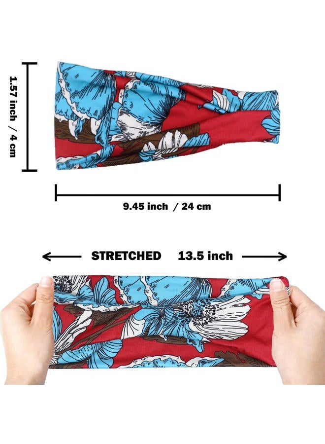 IVARYSS Headbands for Women, Non-Slip, Premium Stretchy Head Bands Hair Accessories,Wear for Yoga, Fashion, Working Out, Travel or Running, 6 Pack, Floral  - Image 4