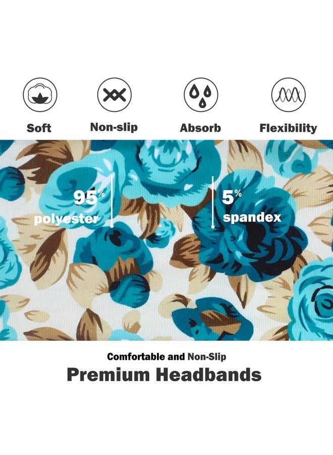 IVARYSS Headbands for Women, Non-Slip, Premium Stretchy Head Bands Hair Accessories,Wear for Yoga, Fashion, Working Out, Travel or Running, 6 Pack, Floral  - Image 3