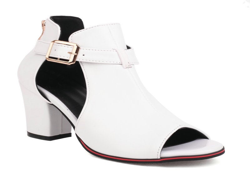 Peep-Toe Sandals Thick Heel High Heels Women'S Waterproof Platform Thick Bottom Belt Buckle Rear Zipper Women'S Sandals - Image 1