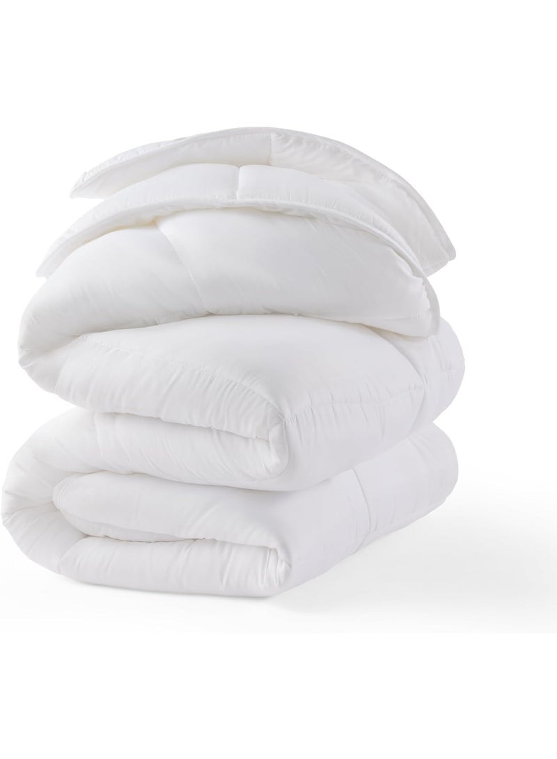 King Size Snore More Luxury Home Textiles Reversible Microfibre Comfortable Sleep Quilt Bedding duvet 160 x 220 cm - All Season Comforters - Plush Siliconized Fiberfill, White - Image 5