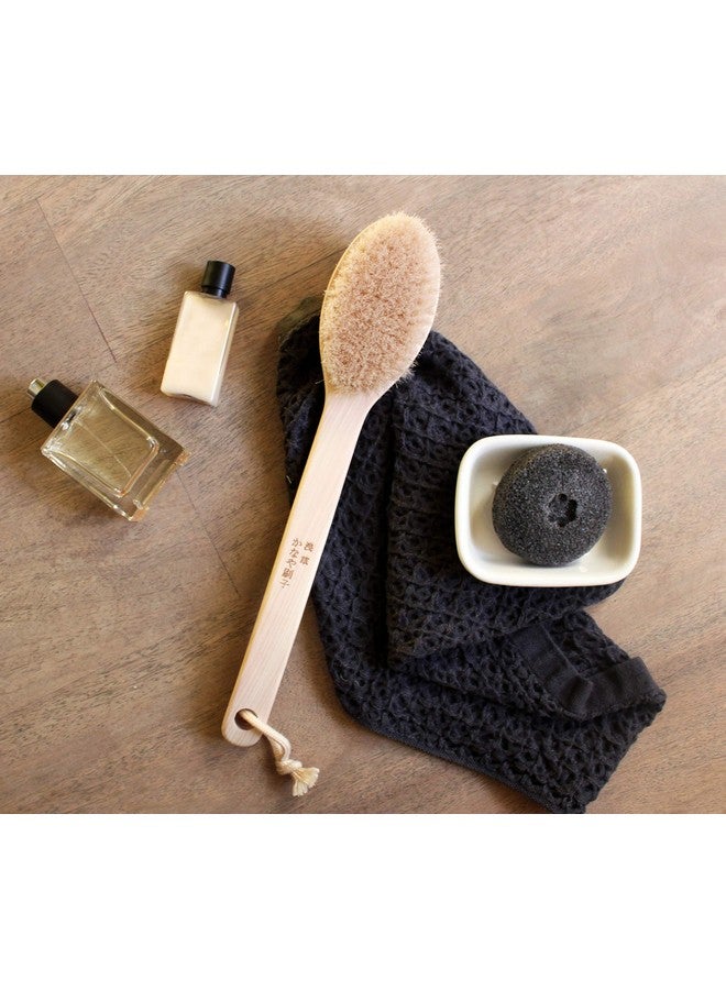 IPPINKA Japanese Body Brush For Bath Or Dry Brushing Exfoliation Cellulite Treatment Long Handle Soft - Image 5