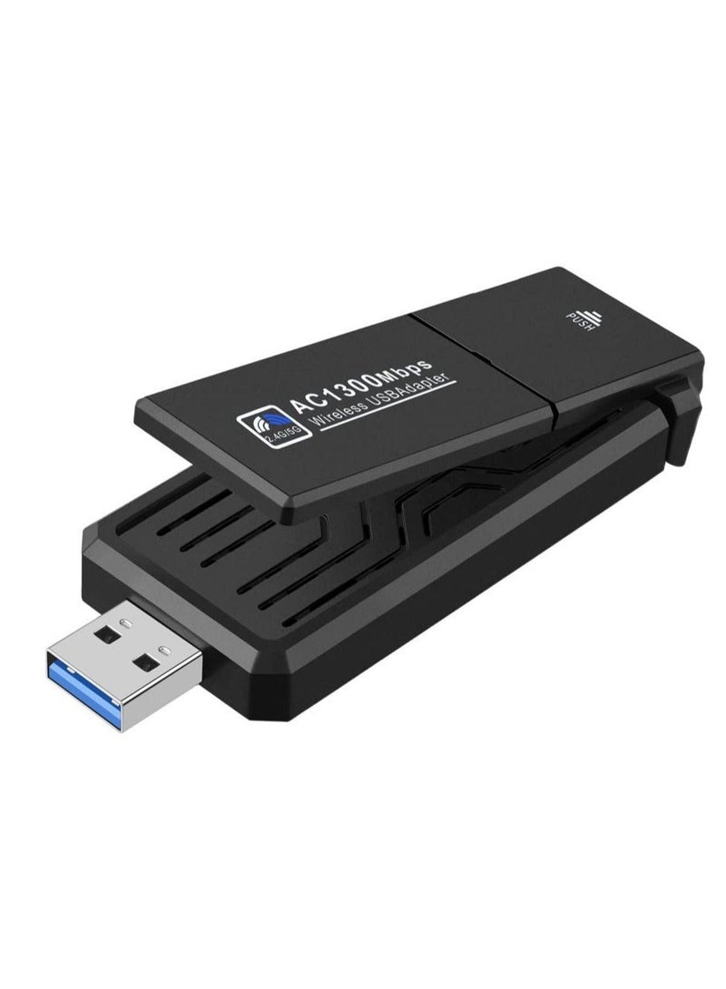 كابتن تيك USB WiFi Adapter, for Desktop PC WiFi Adapter, Wireless USB Network Adapter, AC1300Mbps Long Range, Dual-Band 5dBi High Gain Antenna, USB3.0, 2.4GHz/5GHz, Windows7-11/XP, Mac OS 10.9-10.15 KSA | Riyad - Image 1