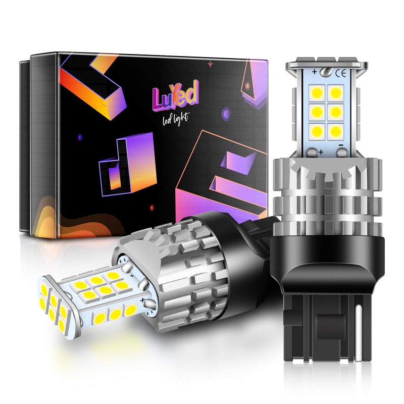 LUYED 7440 LED Bulb Reverse Lights 3100 Lumens T20 7440NA 7441 W21W LED Bulbs Used For Backup Reverse Lights Turn Signal Lights Xenon WhitePack of 2