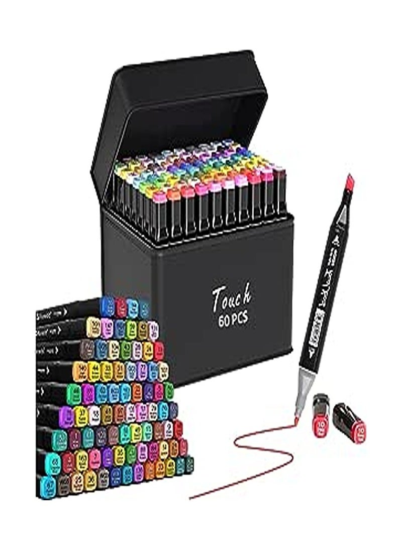 TOUCHFIVE 60-Piece Twin Marker Set With Carry Bag Multicolour  - Image 1