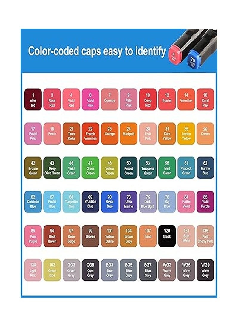 TOUCHFIVE 60-Piece Twin Marker Set With Carry Bag Multicolour  - Image 3