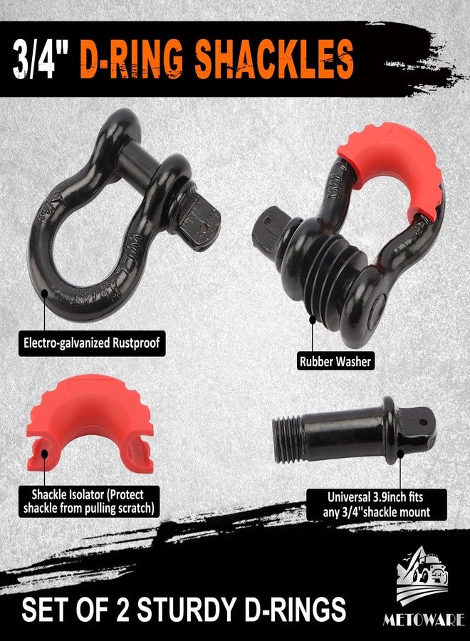 METOWARE Tow Strap Recovery Kit 3" x 30ft, Heavy Duty 35,000lbs Break Strength Tow Strap with 3/4" D Ring Shackles(2pcs) & Storage Bag, Emergency Off Road Towing Rope for SUV, UTV, ATV, Truck - Image 5