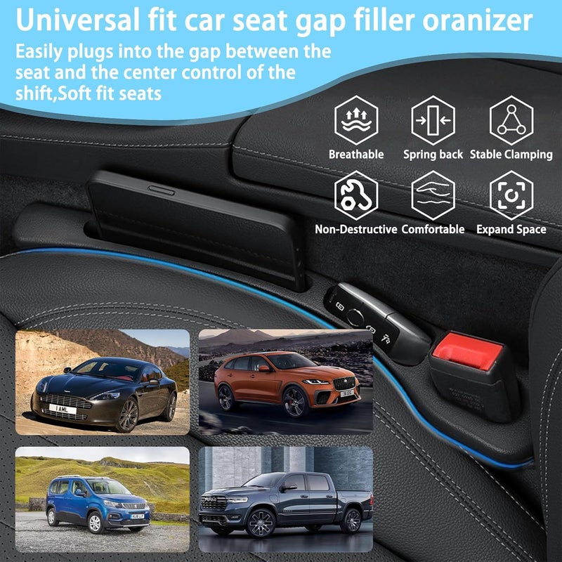 Hao Zhu 2-Pack Car Seat Gap Filler Organizer - Universal Car Seat Gap Plug Storage - Black - Image 4