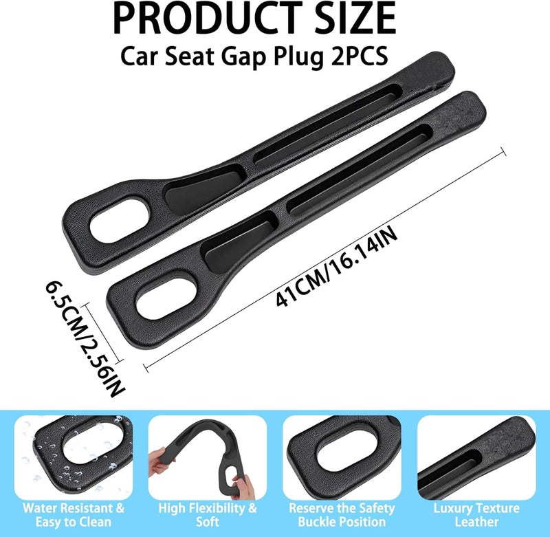 Hao Zhu 2-Pack Car Seat Gap Filler Organizer - Universal Car Seat Gap Plug Storage - Black - Image 2