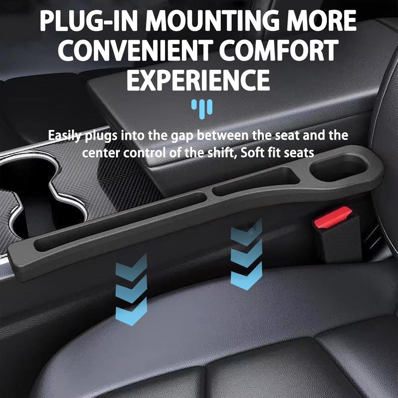 Hao Zhu 2-Pack Car Seat Gap Filler Organizer - Universal Car Seat Gap Plug Storage - Black - Image 5