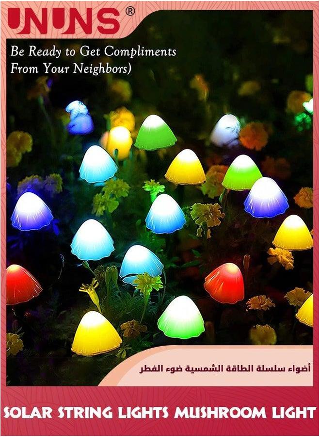 UNUNS Outdoor Solar Garden Lights,Mushroom Lights,5M 20LED Mushroom Fairy String Lights,8 Modes,Waterproof Lamps For Patio Pathway Backyard Lawn Party Festivals Home Decor - Image 4