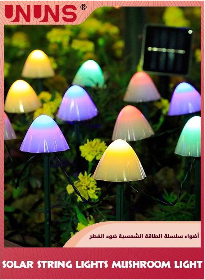 UNUNS Outdoor Solar Garden Lights,Mushroom Lights,5M 20LED Mushroom Fairy String Lights,8 Modes,Waterproof Lamps For Patio Pathway Backyard Lawn Party Festivals Home Decor - Image 1