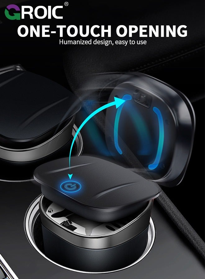 GROIC Car Ashtray, Ash Tray Auto Cigarette Odor Remover and Smoke Diffuser with Blue LED Cool Light Indicator for Most Car Cup Holder,Automotive Accessories - Image 5