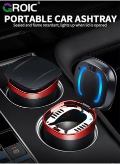 GROIC Car Ashtray, Ash Tray Auto Cigarette Odor Remover and Smoke Diffuser with Blue LED Cool Light Indicator for Most Car Cup Holder,Automotive Accessories  - Image 2