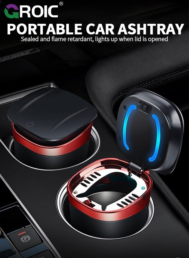 GROIC Car Ashtray, Ash Tray Auto Cigarette Odor Remover and Smoke Diffuser with Blue LED Cool Light Indicator for Most Car Cup Holder,Automotive Accessories - Image 2