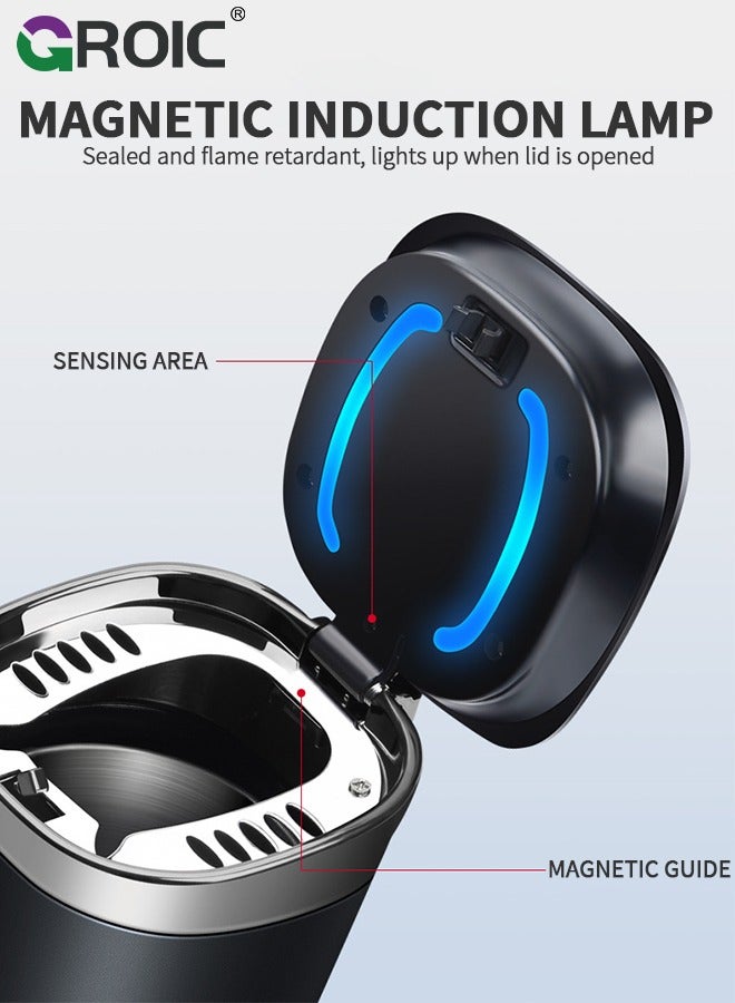 GROIC Car Ashtray, Ash Tray Auto Cigarette Odor Remover and Smoke Diffuser with Blue LED Cool Light Indicator for Most Car Cup Holder,Automotive Accessories - Image 3