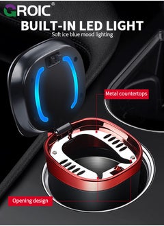 GROIC Car Ashtray, Ash Tray Auto Cigarette Odor Remover and Smoke Diffuser with Blue LED Cool Light Indicator for Most Car Cup Holder,Automotive Accessories  - Image 4