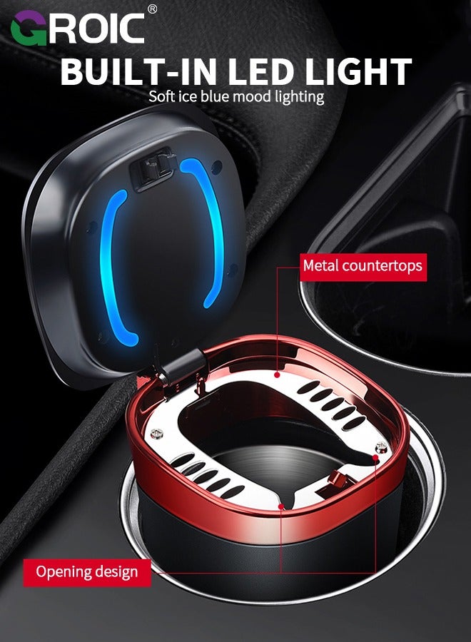 GROIC Car Ashtray, Ash Tray Auto Cigarette Odor Remover and Smoke Diffuser with Blue LED Cool Light Indicator for Most Car Cup Holder,Automotive Accessories - Image 4