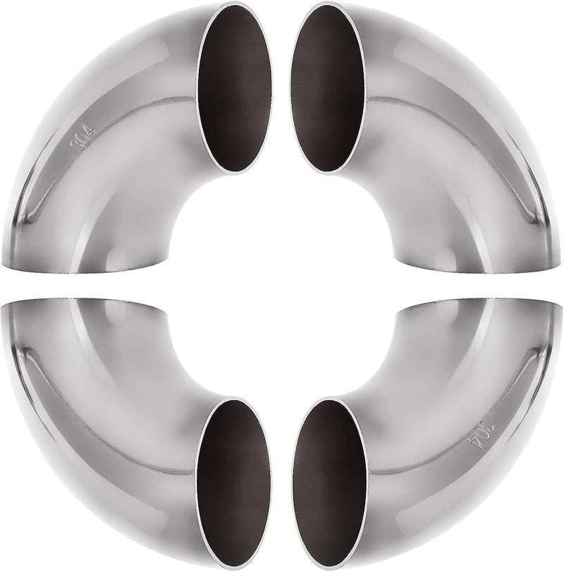 Acrux7 4 Pack 304 Stainless Steel Mandrel Bend Elbow, 90 Degree Exhaust Elbow Pipe, 2.5 Inch OD Mandrel Elbow, Thickness 16GA/.065" for Car Modified Exhaust Elbow Pipe, Stair Handrail, Exhaust System - Image 1