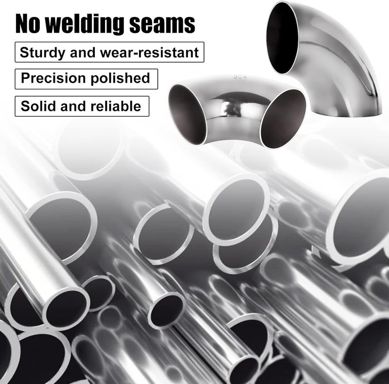 Acrux7 4 Pack 304 Stainless Steel Mandrel Bend Elbow, 90 Degree Exhaust Elbow Pipe, 2.5 Inch OD Mandrel Elbow, Thickness 16GA/.065" for Car Modified Exhaust Elbow Pipe, Stair Handrail, Exhaust System - Image 4